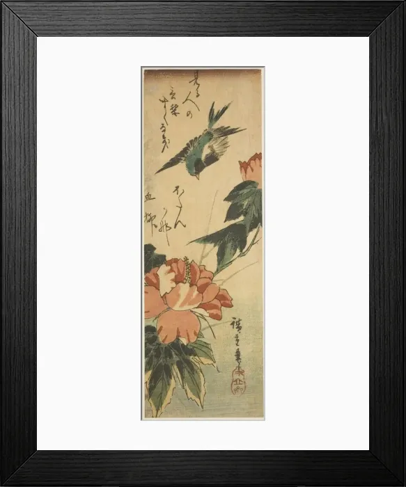 Framed Print : Swallow and hibiscus, c. 1830s. Creator: Ando Hiroshige Framed Print : Swallow and hibiscus, c. 1830s. Creator: Ando Hiroshige