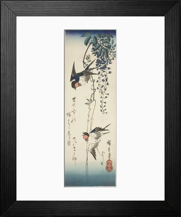 Framed Print : Swallows and wisteria, 1840s. Creator: Ando Hiroshige Framed Print : Swallows and wisteria, 1840s. Creator: Ando Hiroshige