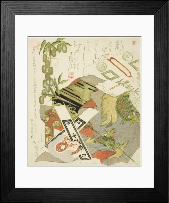 Framed Print : Still-Life with Monkey Mask, 1824. Creator: Totoya Hokkei Framed Print : Still-Life with Monkey Mask, 1824. Creator: Totoya Hokkei