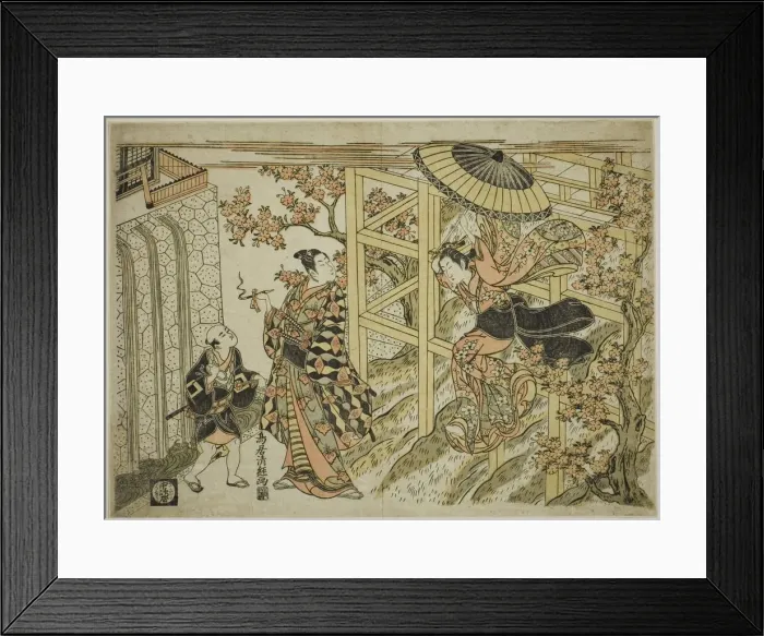 Framed Print : Girl Leaping from Kiyomizu Temple, c. 1765. Creator: Torii Kiyotsune Framed Print : Girl Leaping from Kiyomizu Temple, c. 1765. Creator: Torii Kiyotsune