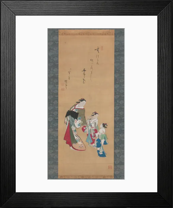 Framed Print : Courtesan and Two Attendants, 1700 / 10. Creator: Torii Kiyonobu I Framed Print : Courtesan and Two Attendants, 1700 / 10. Creator: Torii Kiyonobu I