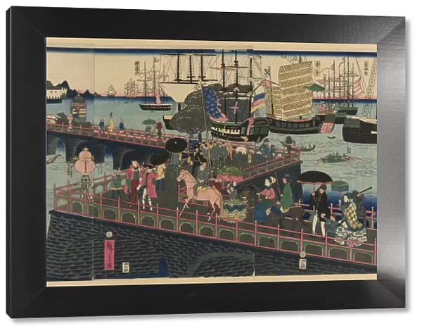 The Great Harbor in London, England (Egirisu, Rondon taiko), 1862. Creator: Utagawa Hiroshige II