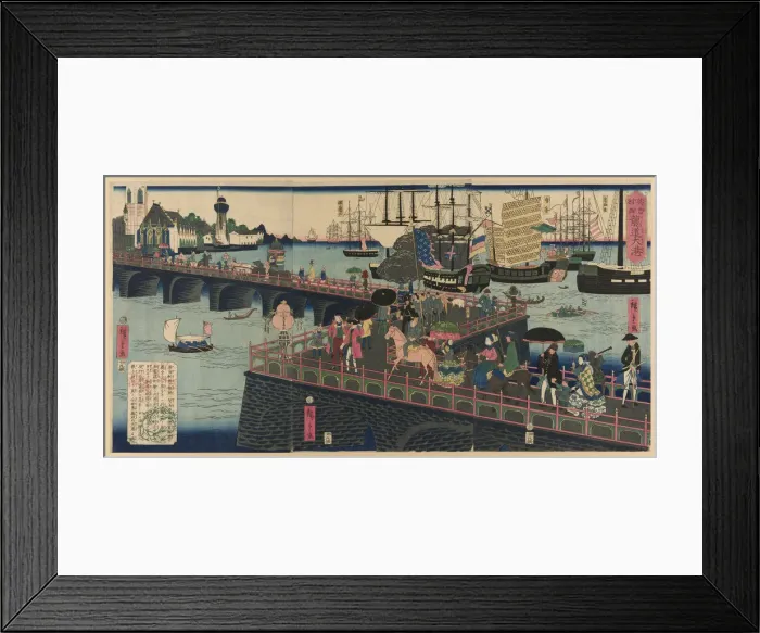 Framed Print : The Great Harbor in London, England (Egirisu, Rondon taiko), 1862. Creator: Utagawa Hiroshige II Framed Print : The Great Harbor in London, England (Egirisu, Rondon taiko), 1862. Creator: Utagawa Hiroshige II