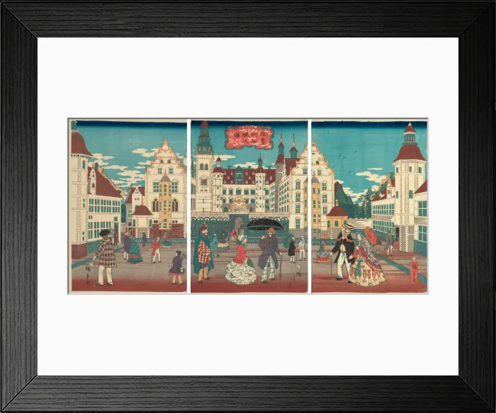Framed Print : A Picture of Prosperity: America (Amerika shin no zu), 1861. Creator: Utagawa Hiroshige II Framed Print : A Picture of Prosperity: America (Amerika shin no zu), 1861. Creator: Utagawa Hiroshige II