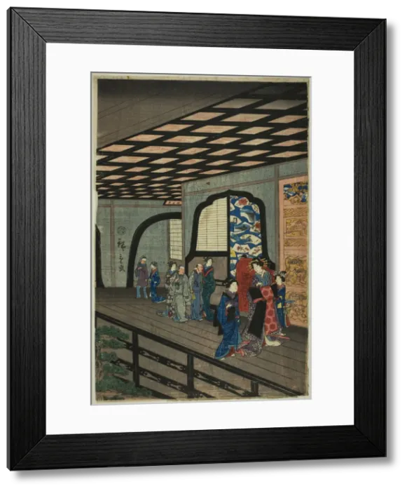 Framed Print : Upper Floor of the Gankiro in Yokohama (Yokohama Gankiro age), 1860. Creator: Utagawa Hiroshige II Framed Print : Upper Floor of the Gankiro in Yokohama (Yokohama Gankiro age), 1860. Creator: Utagawa Hiroshige II