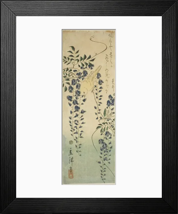 Framed Print : Canary and wisteria, 1865. Creator: Utagawa Hiroshige II Framed Print : Canary and wisteria, 1865. Creator: Utagawa Hiroshige II
