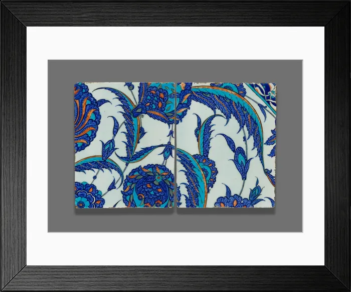 Framed Print : Two Tiles with Continuous Floral Pattern, Ottoman dynasty (1299-1923), c. 1560 Framed Print : Two Tiles with Continuous Floral Pattern, Ottoman dynasty (1299-1923), c. 1560
