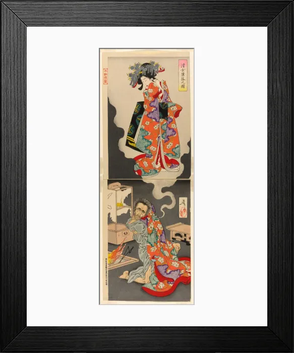Framed Print : Seigen Languishing for His Love, Princess Sakura (Seigen daraku no zu), c. 1889 Framed Print : Seigen Languishing for His Love, Princess Sakura (Seigen daraku no zu), c. 1889
