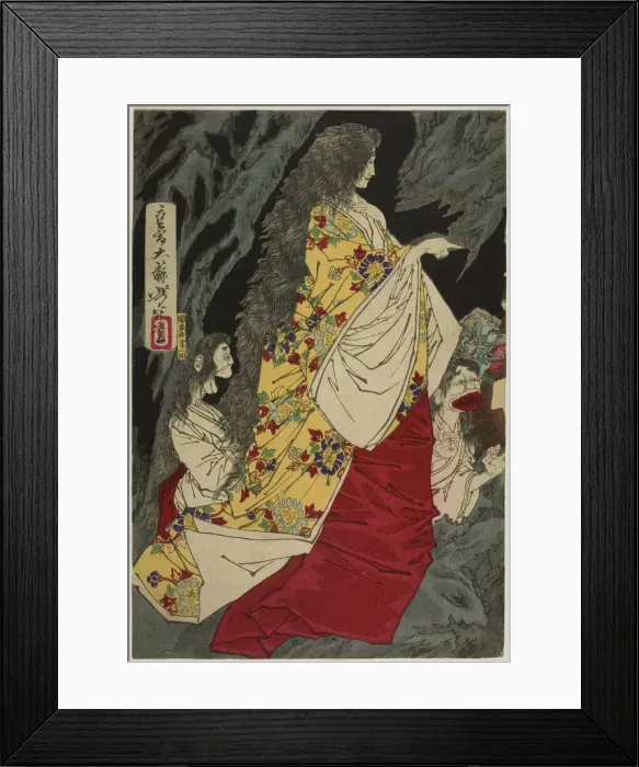 Framed Print : Supernatural Beings at Shirazunoyabu in Yawata, 1881. Creator: Tsukioka Yoshitoshi
