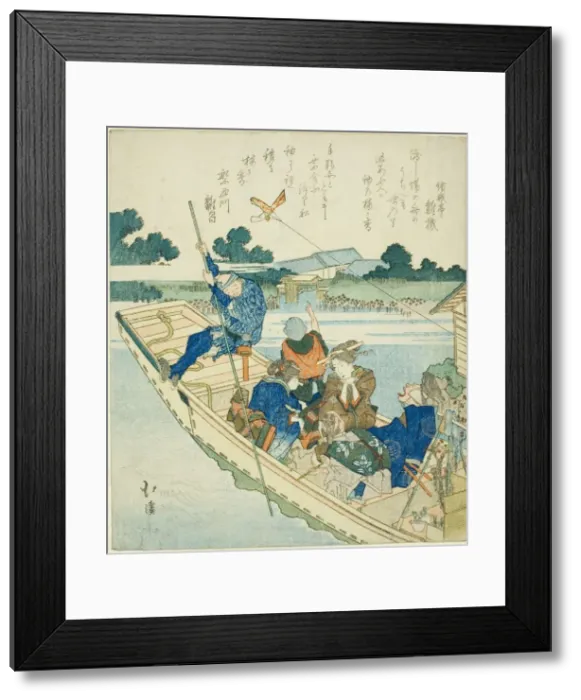 Framed Print : Crossing the Sumida River on New Years Day, 1830s. Creator: Totoya Hokkei Framed Print : Crossing the Sumida River on New Years Day, 1830s. Creator: Totoya Hokkei