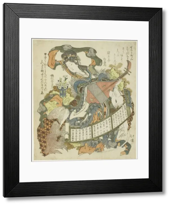 Framed Print : Benzaiten with monkey and rat, 1828. Creator: Totoya Hokkei Framed Print : Benzaiten with monkey and rat, 1828. Creator: Totoya Hokkei