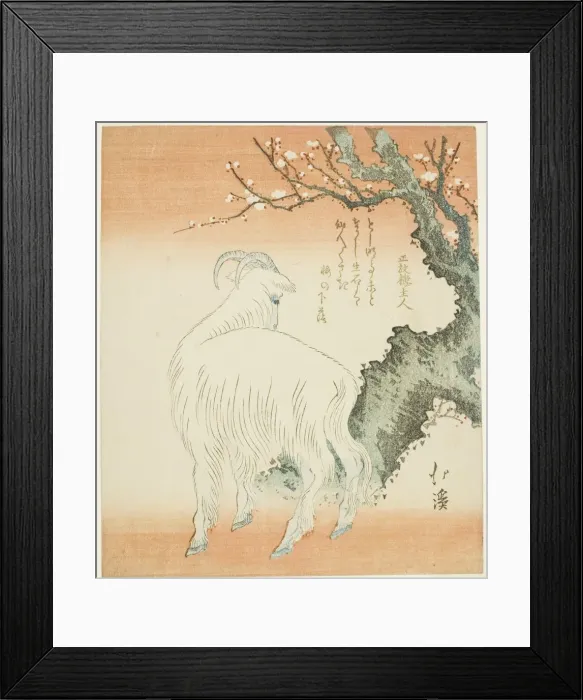 Framed Print : Goat beneath a plum tree, n. d. Creator: Totoya Hokkei Framed Print : Goat beneath a plum tree, n. d. Creator: Totoya Hokkei