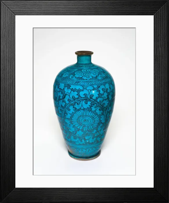 Framed Print : Vase with Flowers and Vines, Ming dynasty (1368-1644). Creator: Unknown Framed Print : Vase with Flowers and Vines, Ming dynasty (1368-1644). Creator: Unknown