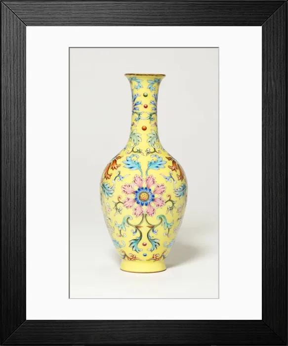 Framed Print : Vase with Floral Scrolls, Qing dynasty (1644-1911), Qianlong reign mark and period Framed Print : Vase with Floral Scrolls, Qing dynasty (1644-1911), Qianlong reign mark and period
