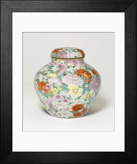 Framed Print : Covered Jar with Thousand Flowers (Millefleurs) Design, Qing dynasty, prob Framed Print : Covered Jar with Thousand Flowers (Millefleurs) Design, Qing dynasty, prob