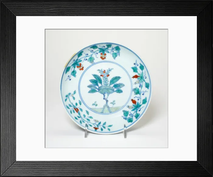 Framed Print : Dish with Grape, Cherry, and Pomegrenate Stems, Qing dynasty (1644-1911), c. 18th century Framed Print : Dish with Grape, Cherry, and Pomegrenate Stems, Qing dynasty (1644-1911), c. 18th century