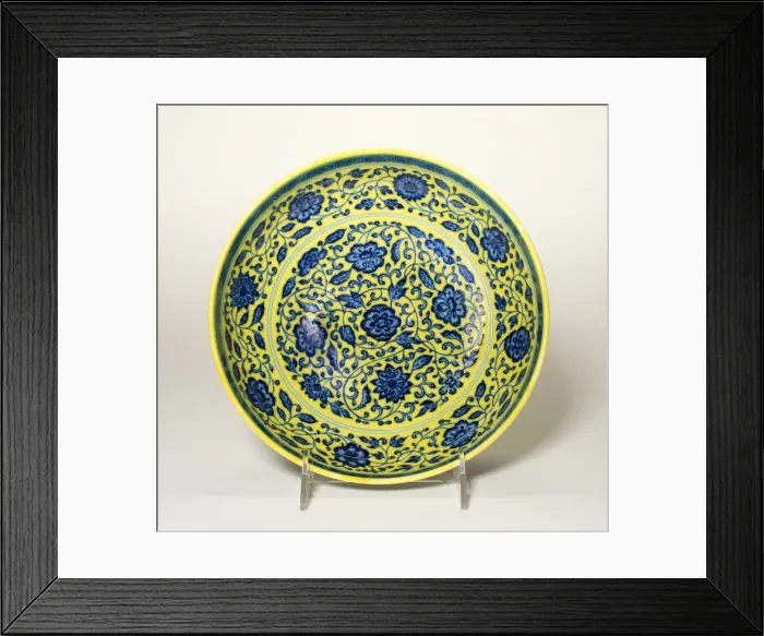 Framed Print : Dish with Peony and Lotus Flowers, Qing dynasty, Yongzheng reign mark (1723-1735) Framed Print : Dish with Peony and Lotus Flowers, Qing dynasty, Yongzheng reign mark (1723-1735)