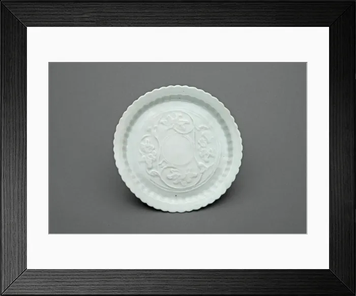 Framed Print : Lobed Dish with Lotus Scrolls, Yuan dynasty (1271-1368), first half of the 14th century. Creator: Unknown Framed Print : Lobed Dish with Lotus Scrolls, Yuan dynasty (1271-1368), first half of the 14th century. Creator: Unknown