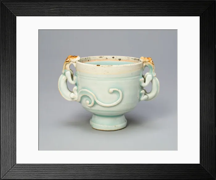 Framed Print : Double-Handled Cup with Handles in the Form of Chi (Hornless) Dragons, 13th century. Creator: Unknown Framed Print : Double-Handled Cup with Handles in the Form of Chi (Hornless) Dragons, 13th century. Creator: Unknown