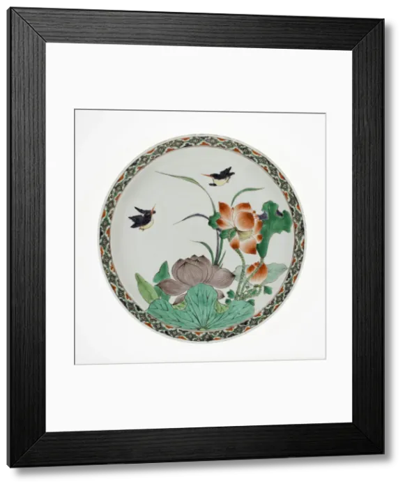 Framed Print : Plate with Lotus Blossoms and Kingfisher, Qing dynasty (1644-1911) Framed Print : Plate with Lotus Blossoms and Kingfisher, Qing dynasty (1644-1911)