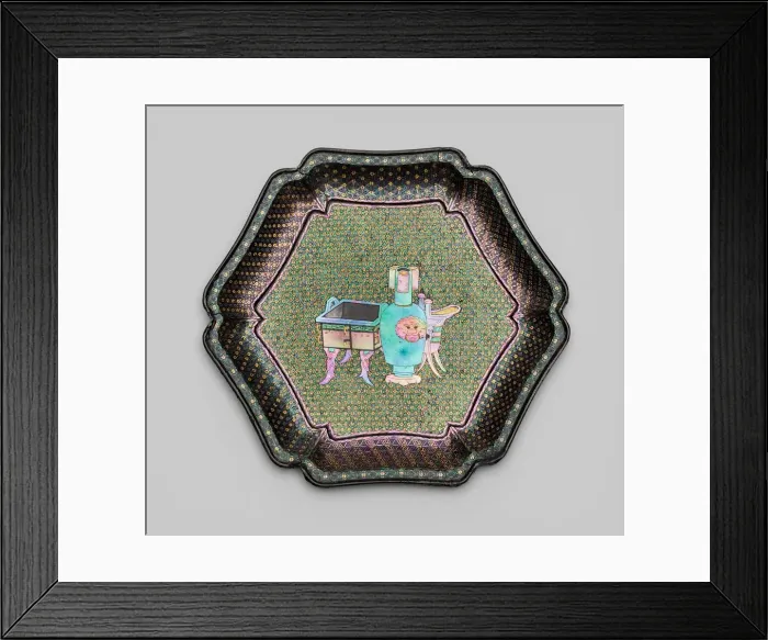 Framed Print : Dish Inlaid with Images of Ancient Bronzes, Qing dynasty (1644-1911). Creator: Unknown Framed Print : Dish Inlaid with Images of Ancient Bronzes, Qing dynasty (1644-1911). Creator: Unknown
