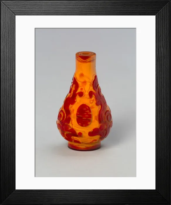 Framed Print : Pear-Shaped Snuff Bottle with Stylized Dragons and Stylized Shou Framed Print : Pear-Shaped Snuff Bottle with Stylized Dragons and Stylized Shou