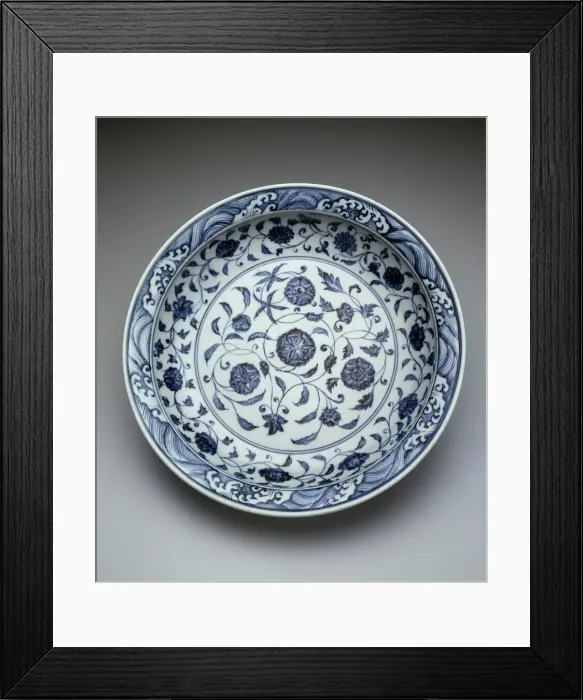 Framed Print : Dish with Scrolling Flowers and Breaking Waves, Ming dynasty (1368-1644) Framed Print : Dish with Scrolling Flowers and Breaking Waves, Ming dynasty (1368-1644)