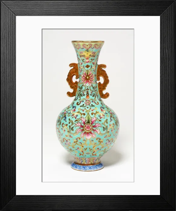 Framed Print : Vase with Dragon-Shaped Handles, Qing dynasty (1644-1911), Qianlong reign, prob