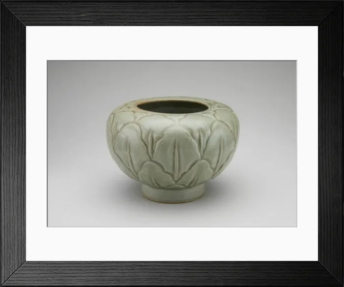 Framed Print : Globular Jar with Overlapping Leaves, Five Dynasties period (907-960). Creator: Unknown Framed Print : Globular Jar with Overlapping Leaves, Five Dynasties period (907-960). Creator: Unknown