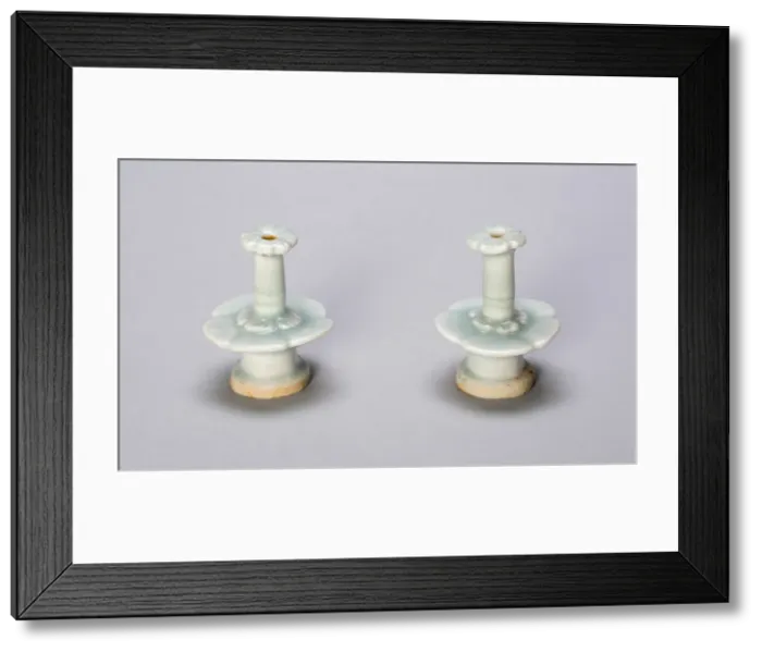 Framed Print : Pair of Miniature Candlestands with Petal-lobed Nozzles, Southern Song dynasty