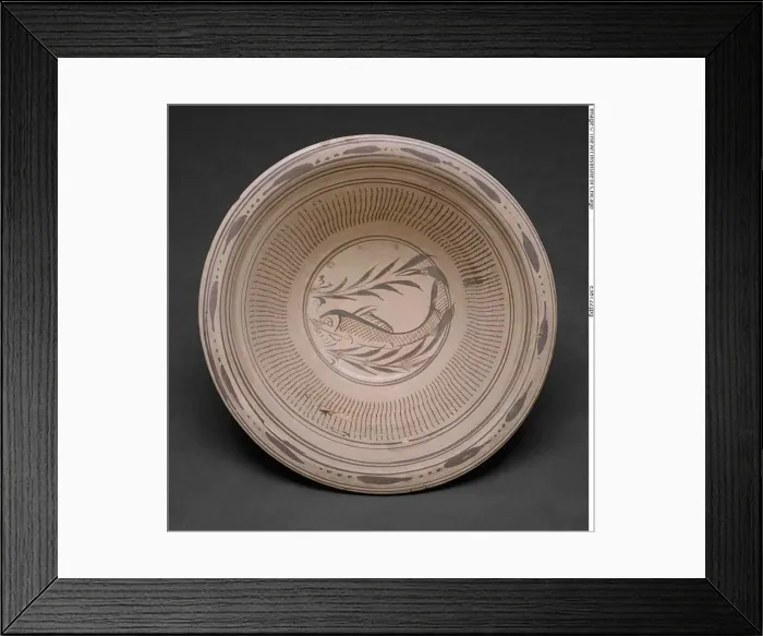 Framed Print : Large Basin with Carp and Waterweeds, Yuan dynasty (1279-1368), late 13th / early 14th century. Creator: Unknown Framed Print : Large Basin with Carp and Waterweeds, Yuan dynasty (1279-1368), late 13th / early 14th century. Creator: Unknown
