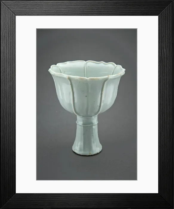 Framed Print : Stemcup with Pearl-Edged Lobes and Central Floret, Yuan dynasty (1271-1368). Creator: Unknown Framed Print : Stemcup with Pearl-Edged Lobes and Central Floret, Yuan dynasty (1271-1368). Creator: Unknown