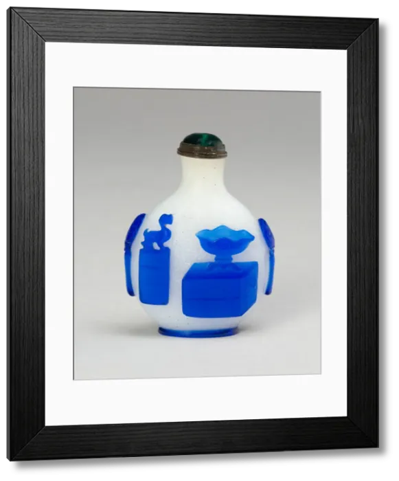 Framed Print : Snuff Bottle with Stem Bowl, Seal, and Books, Qing dynasty (1644-1911), 1750-1800 Framed Print : Snuff Bottle with Stem Bowl, Seal, and Books, Qing dynasty (1644-1911), 1750-1800