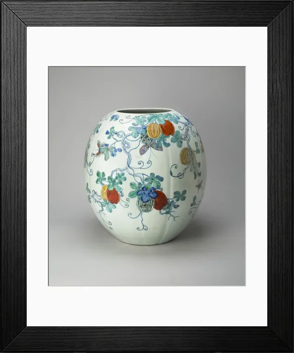 Framed Print : Melon-Shaped Jar with Butterflies, Gourds... Qing dynasty Framed Print : Melon-Shaped Jar with Butterflies, Gourds... Qing dynasty