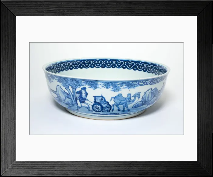 Framed Print : Bowl with Figures in Landscape, Qing dynasty (1644-1911), 19th century. Creator: Unknown Framed Print : Bowl with Figures in Landscape, Qing dynasty (1644-1911), 19th century. Creator: Unknown