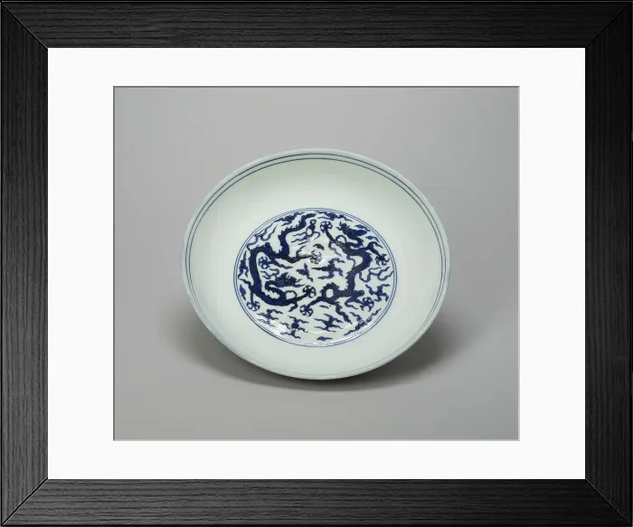 Framed Print : Dish with Dragons, Flaming Pearls, and Cloud Scrolls, Ming dynasty Framed Print : Dish with Dragons, Flaming Pearls, and Cloud Scrolls, Ming dynasty