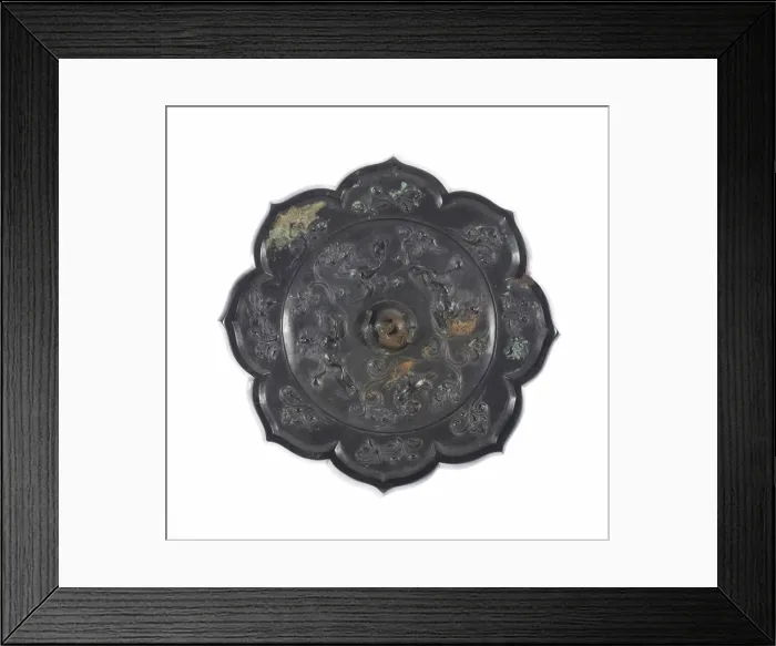 Framed Print : Lobed Mirror with Birds, Lions, and Floral Sprays, Tang dynasty (A. D) Framed Print : Lobed Mirror with Birds, Lions, and Floral Sprays, Tang dynasty (A. D)