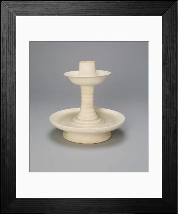 Framed Print : Dish-Shaped Candlestand with Long, Ribbed Neck, Sui (581-618) or Tang dynasty Framed Print : Dish-Shaped Candlestand with Long, Ribbed Neck, Sui (581-618) or Tang dynasty