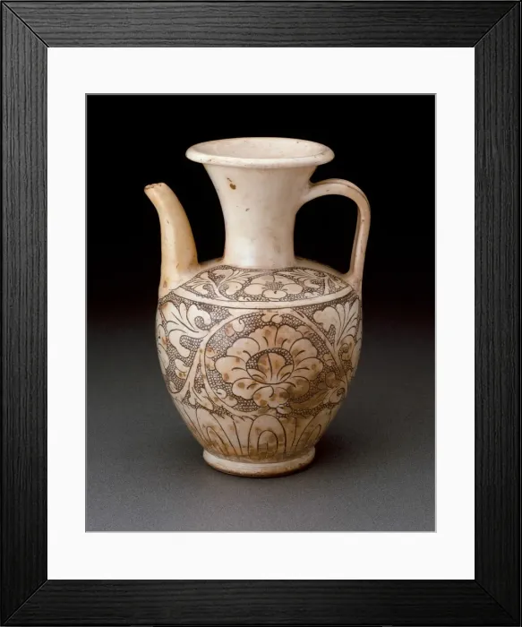 Framed Print : Ewer with Peony Scroll, Northern Song dynasty (960-1127), 11th century. Creator: Unknown Framed Print : Ewer with Peony Scroll, Northern Song dynasty (960-1127), 11th century. Creator: Unknown