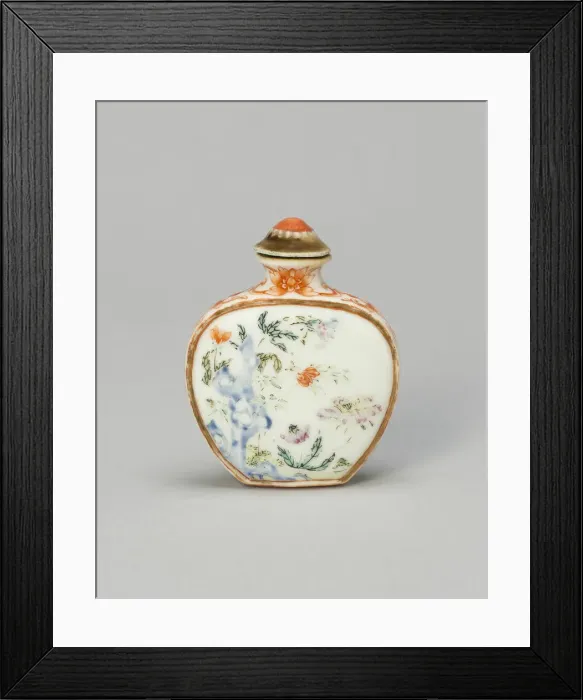 Framed Print : Snuff Bottle with Flowers and Rockwork, Qing dynasty (1644-1911), Jiaqing reign Framed Print : Snuff Bottle with Flowers and Rockwork, Qing dynasty (1644-1911), Jiaqing reign