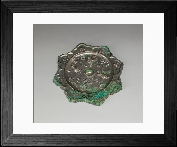 Framed Print : Lobed Mirror with Birds, Insects, and Floral Sprays, Tang dynasty (A. D) Framed Print : Lobed Mirror with Birds, Insects, and Floral Sprays, Tang dynasty (A. D)
