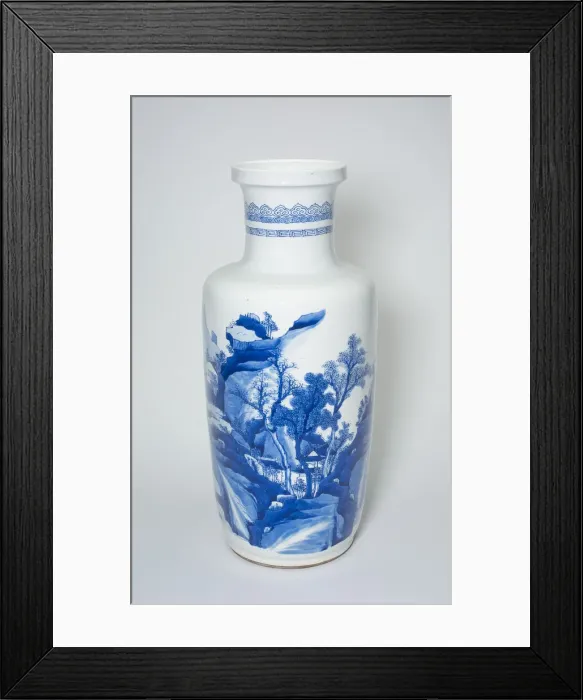 Framed Print : Baluster Vase with Figures and Pavillions amid Mountainous... Qing dynasty, (1662-1722)