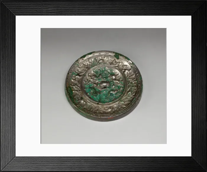 Framed Print : Mirror with Lion and Grapevine'Design, Tang dynasty (A. D) Framed Print : Mirror with Lion and Grapevine'Design, Tang dynasty (A. D)