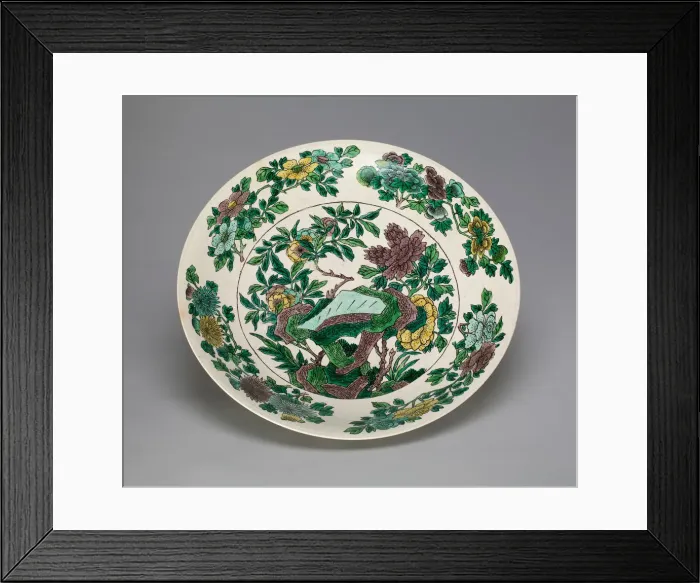Framed Print : Green and Aubergine-glazed Dish (Susancai), Qing dynasty, Kangxi period (1662-1722) Framed Print : Green and Aubergine-glazed Dish (Susancai), Qing dynasty, Kangxi period (1662-1722)