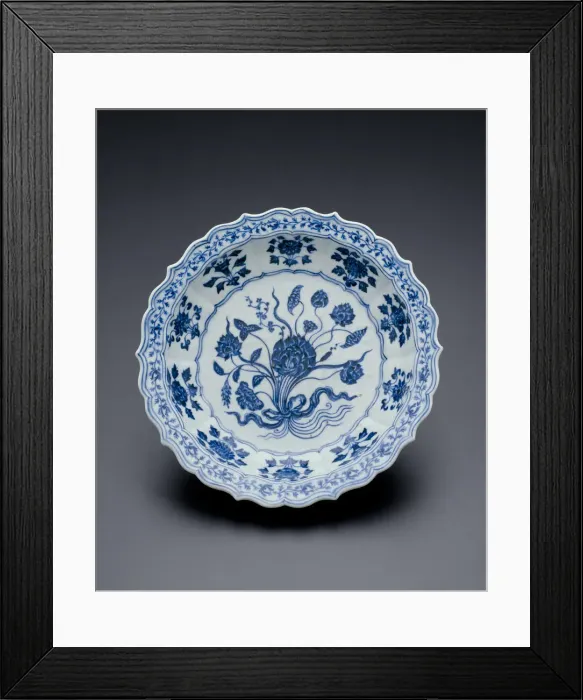 Framed Print : Lobed Dish with Bouquet of Lotus and Saggitaria, Ming dynasty, Xuande reign (1426-1435) Framed Print : Lobed Dish with Bouquet of Lotus and Saggitaria, Ming dynasty, Xuande reign (1426-1435)