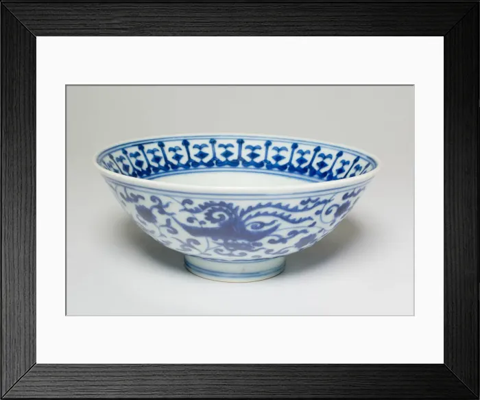 Framed Print : One of a Pair of Blue and White Phoenix Bowls, Ming dynasty, Wanli reign (1572-1620) Framed Print : One of a Pair of Blue and White Phoenix Bowls, Ming dynasty, Wanli reign (1572-1620)