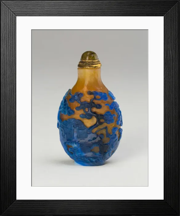 Framed Print : Snuff Bottle with a Figure on Mule in Landscape, Qing dynasty (1644-1911), 1760-1820