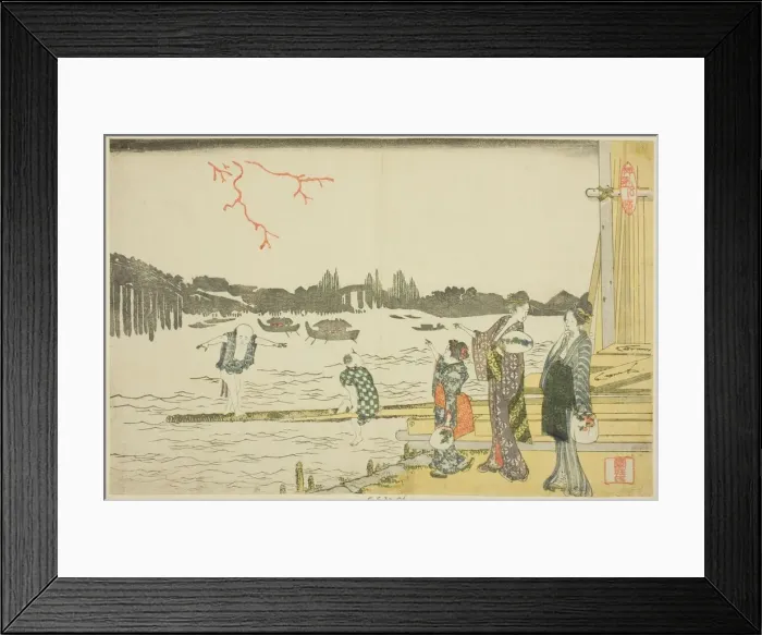 Framed Print : Women and Children Viewing the Fireworks, Japan, c. 1798. Creator: Hokusai Framed Print : Women and Children Viewing the Fireworks, Japan, c. 1798. Creator: Hokusai