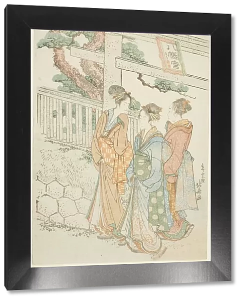 Visitors to the Hachiman shrine, Japan, c. 1803  /  04. Creator: Hokusai