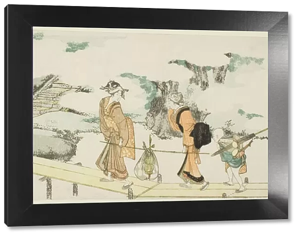 On the footbridge, Japan, n. d. Creator: Hokusai